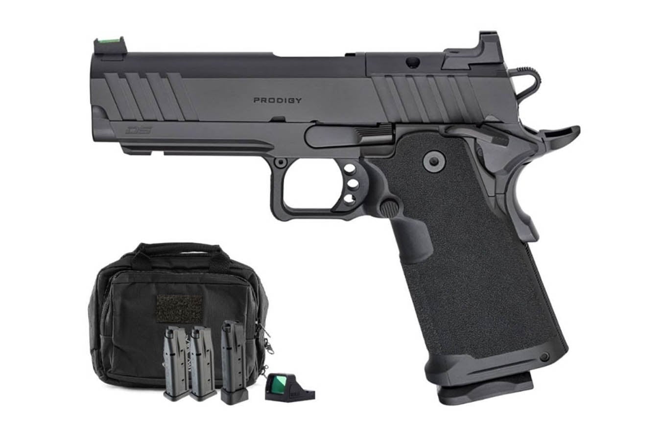 SPRINGFIELD 1911 DS Prodigy AOS 9mm 4.25 Firstline Gear Pac with Viridian Green Dot, Four Mags and Pistol Bag